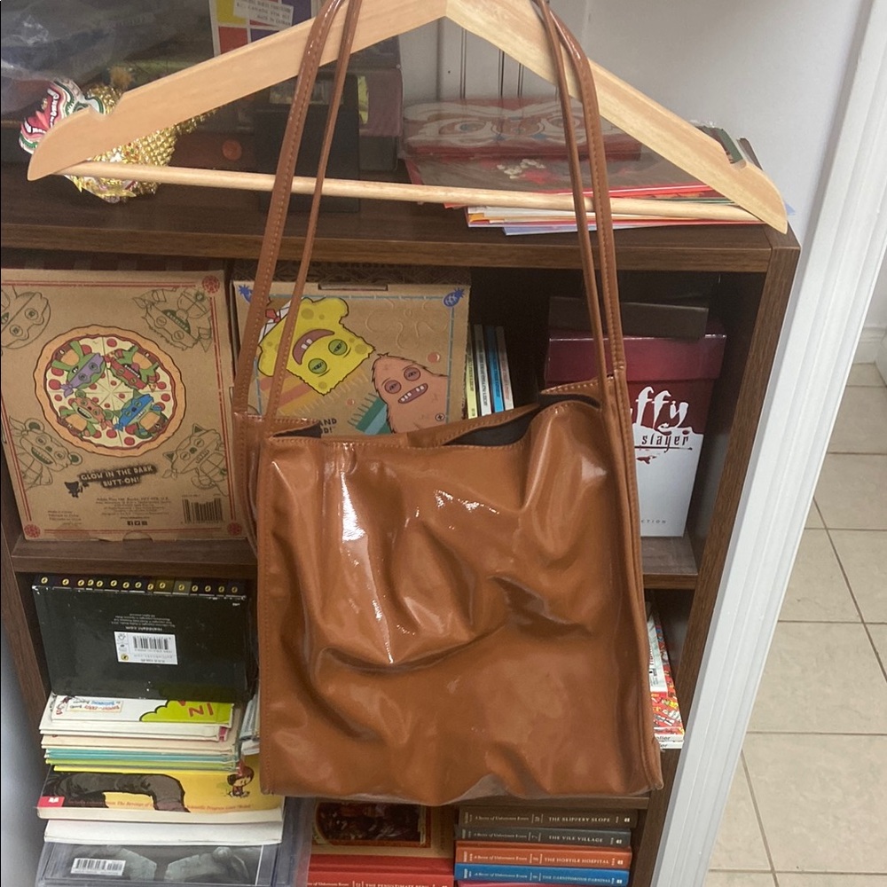 Brown Glossy Shoulder Bag